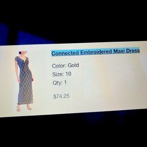 Connected Apparel Maxi Dress, size 10, Black with gold fabric